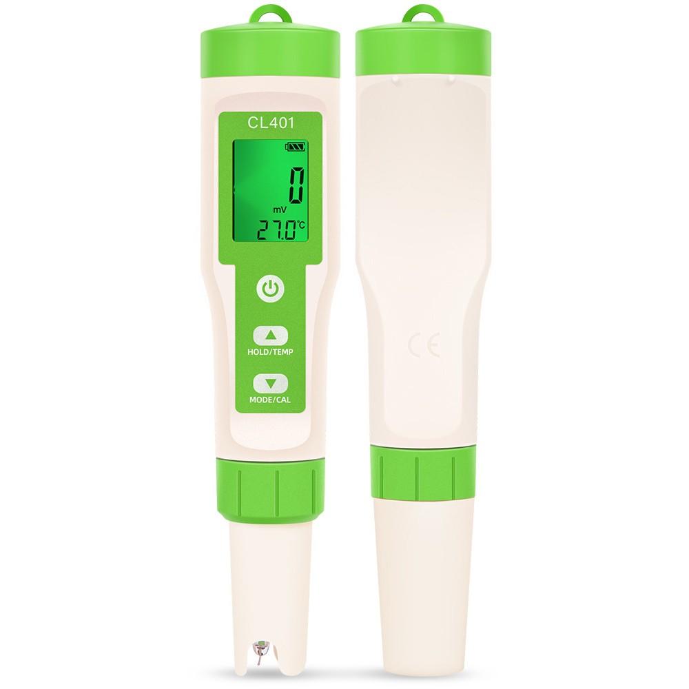 Chlorine Testing Pen 4-in-1 Water Chlorine Content Measuring Pen Swimming Pool Chlorine Measuring Instrument Water Chlorine ORP H2 Temperature Tester  |   Water quality analysis equipment Measurement & Analysis Instruments Green + White