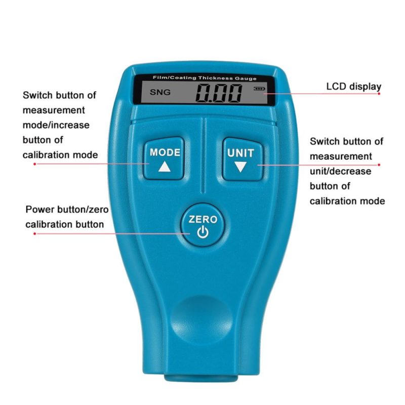 Coating Thickness Gauge LCD Digital Paint Thickness Probe Tester Car Paint Depth Test Meter Paint Tester Measure Coating Film for Car  |   Other Instruments Measurement & Analysis Instruments Blue