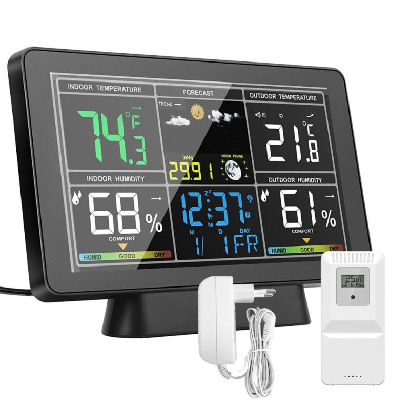 Color Screen Smart Weather Station, Temperature and Humidity Meter Weather Clock with Moon Phase Display, Atmospheric Pressure Display, Radio Time Automatic Calibration Function (WWVB DCF MSF, with DST Function)  |   Temperature & Humidity Measurements Measurement & Analysis Instruments Temperature & Humidity Measurements