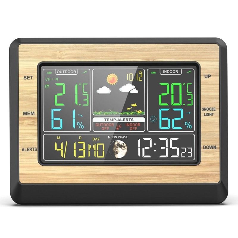 Color Screen Weather Forecast Clock Temperature and Humidity Meter Multifunctional Electronic Alarm Clock Barometric Measurement Weather Station with Moon Phase Display  |   Temperature & Humidity Measurements Measurement & Analysis Instruments Temperature & Humidity Measurements