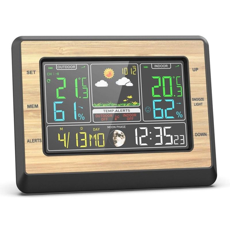 Color Screen Weather Forecast Clock Temperature and Humidity Meter Multifunctional Electronic Alarm Clock Barometric Measurement Weather Station with Moon Phase Display  |   Temperature & Humidity Measurements Measurement & Analysis Instruments Temperature & Humidity Measurements