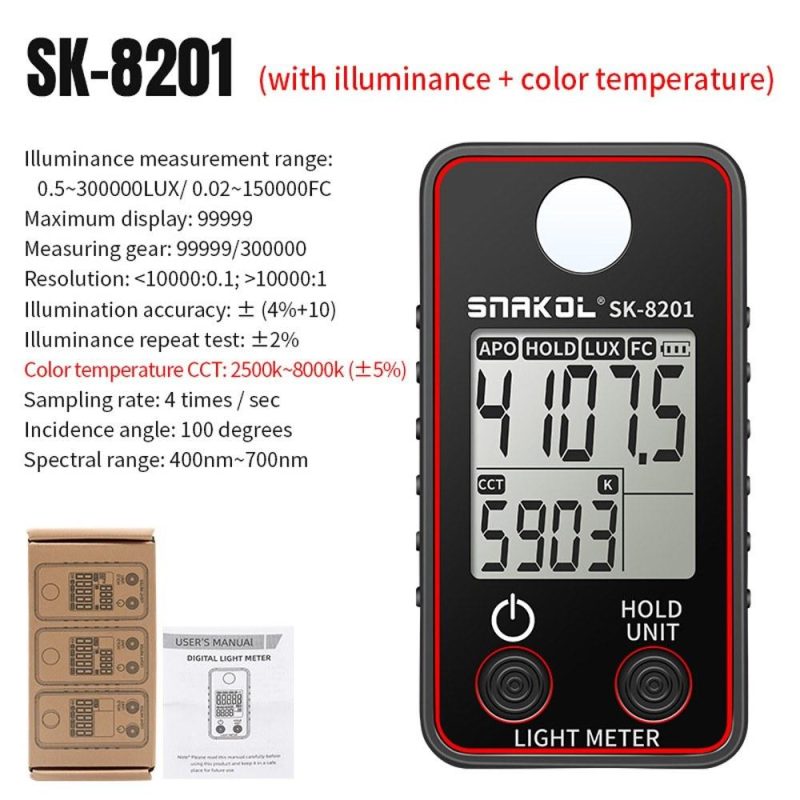 Color Temperature Tester High Precise Illuminance Meter 0.5-300000LUX LED Illumination Test Meter Photographic Luminance Measuring Device  |   Temperature & Humidity Measurements Measurement & Analysis Instruments Temperature & Humidity Measurements