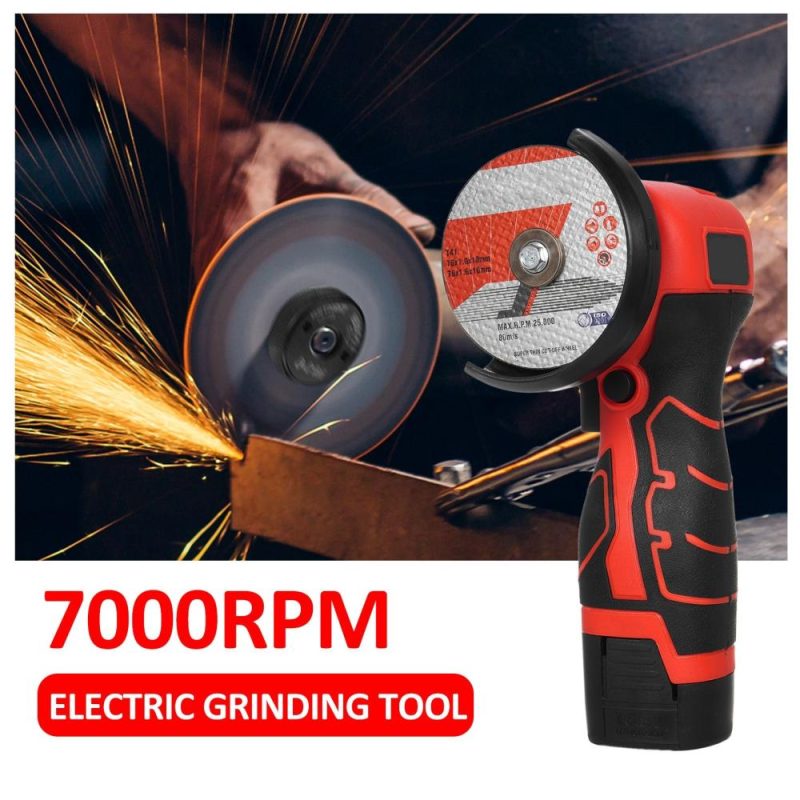 Cordless Angle Grinder 7000RPM Electric Grinding Tool Mini Grinder with 2Pcs 16.8V 2000mAh Battery and Cutting Blade for Cutting Polished Brick Wood Stone Steel  |   Electrical Equipment & Supplies Electrical Equipment & Supplies Dark Green/Grey/Red/Yellow