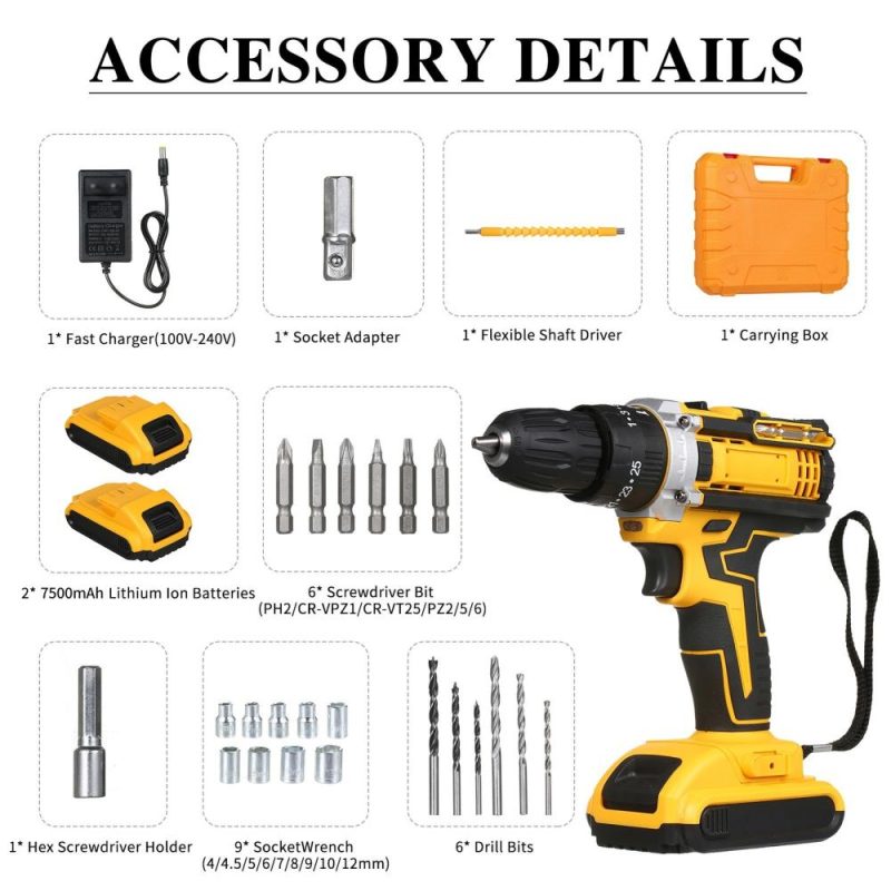 Cordless Drill Driver Kits with 2 Battery  |   Electrical Equipment & Supplies Electrical Equipment & Supplies Blue/Yellow