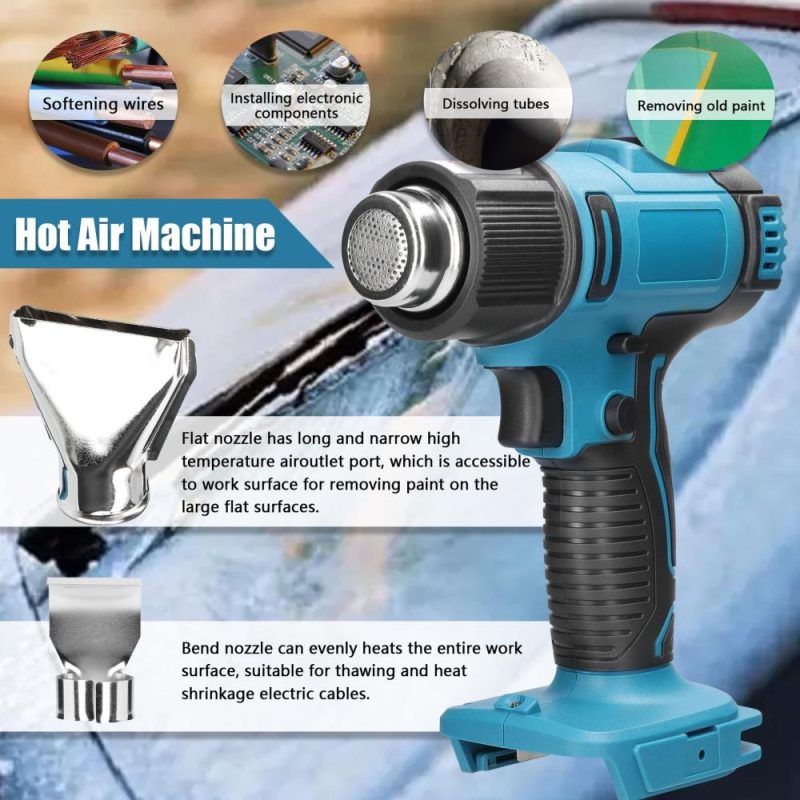 Cordless Handheld Hot Air Machine Lithium Rechargeable Heating Equipment Temperatures Adjustable Power Tool with 5 Nozzles 2 Scrapers  |   Glue Gun Glue Gun Glue Gun