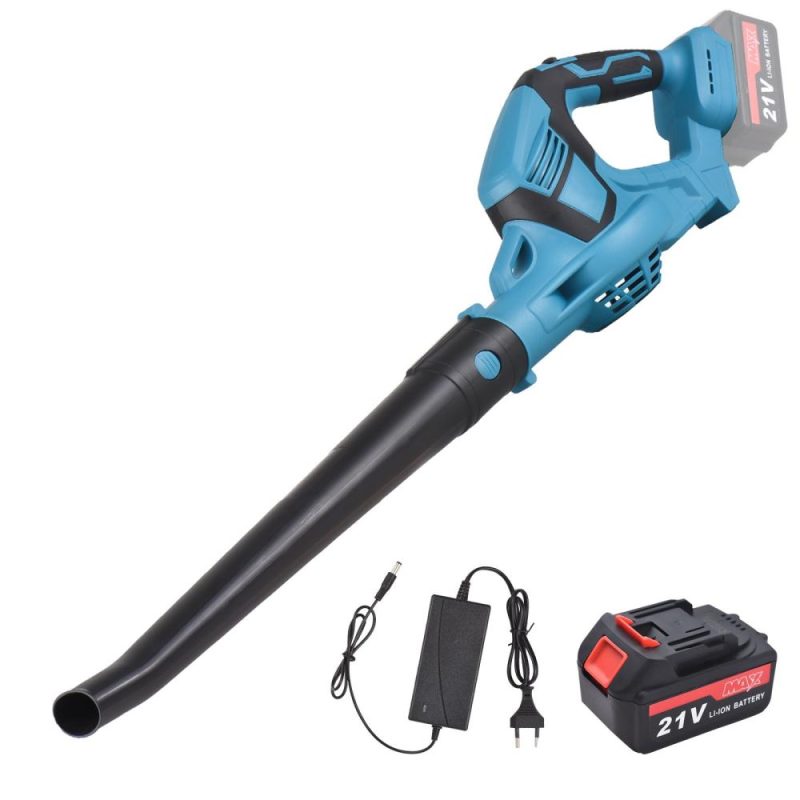 Cordless Leaf Blower 21V Battery Powered Leaf Blower for Lawn Care with Fast Charger 81.19CFM 52.1MPH Lightweight Powerful Leaf Blower for Patio Yard Sidewalk Leaf Dust Snow Blowing  |   Electrical Equipment & Supplies Electrical Equipment & Supplies Blue+ Black