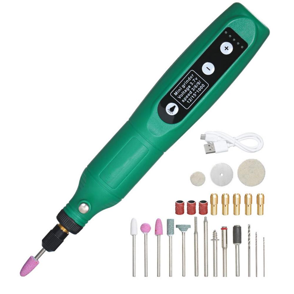 Cordless Rotary Tool 3.7V Li-Ion Power 5 Variable Speed USB Charging Multi-Purpose for Light-Duty DIY Crafting Polishing Waxing Drilling Engraving Green  |   Others Hardware & Gadgets Grey/Orange/Green