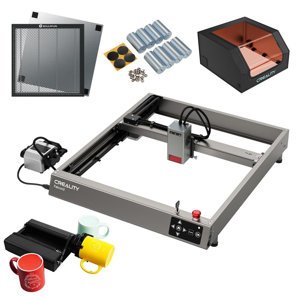 Creality Falcon2 22W Laser Engraver with 400x400mm Honeycomb Working Table and 4in1 Y-axis Rotary Roller and 8pcs Height Raised Footpad and 700x720x400mm Protective Box  |   Laser Equipment Laser Equipment Laser Equipment