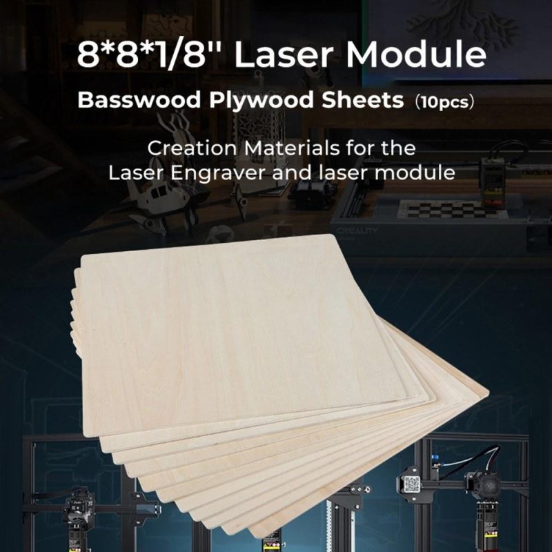 Creality Laser 10pcs Module Basswood Plywood Sheets 8x8x1/8inch Wood Pieces Materials Suitable for laser Engraving and Carving DIY Projects Home Decoration  |   Laser Equipment Laser Equipment Laser Equipment