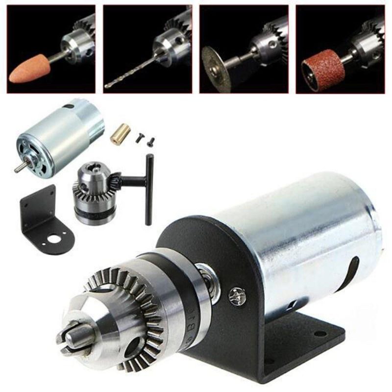 DC 12V-36V Lathe Press 555 Motor with Miniature Hand Drill Chuck and Mounting Bracket DIY Tool Set  |   Drill Drill Drill