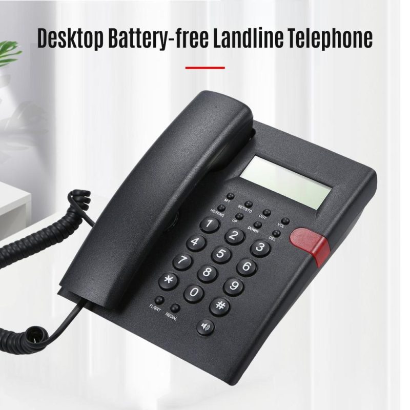 Desktop Battery-free Landline Telephone with Caller Identification Adjustable LCD Screen Brightness Black(US Telephone Line)  |   Others Hardware & Gadgets Others