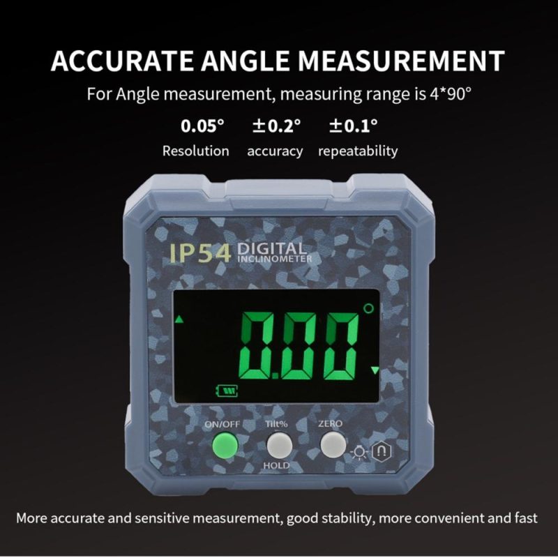 Digital Angle Finder Mini LCD Display Digital Angle Gauge with Magnet Waterproof Protractor Inclinometer Bevel Box for Woodworking Telecommunication Automotive  |   Other Instruments Measurement & Analysis Instruments Green/Blue/Yellow