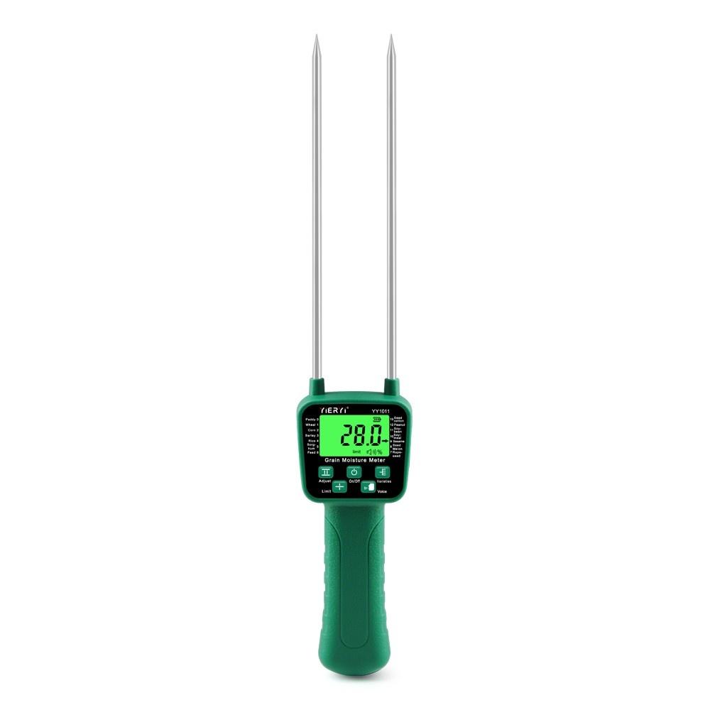 Digital Cereal Hygrometer 14 Kinds Grain Moisture Meter Voice Alarm Metal Probe High Sensitivity Sensors Practical Humidity Tester for Corn Rice Wheat Bean  |   Temperature & Humidity Measurements Measurement & Analysis Instruments Green