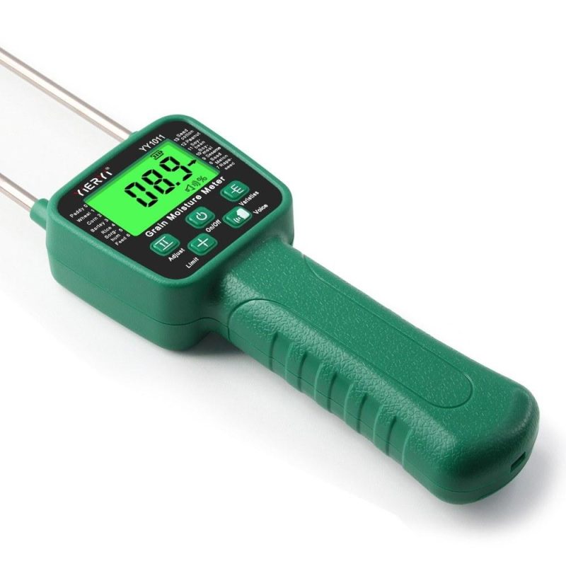 Digital Cereal Hygrometer 14 Kinds Grain Moisture Meter Voice Alarm Metal Probe High Sensitivity Sensors Practical Humidity Tester for Corn Rice Wheat Bean  |   Temperature & Humidity Measurements Measurement & Analysis Instruments Green