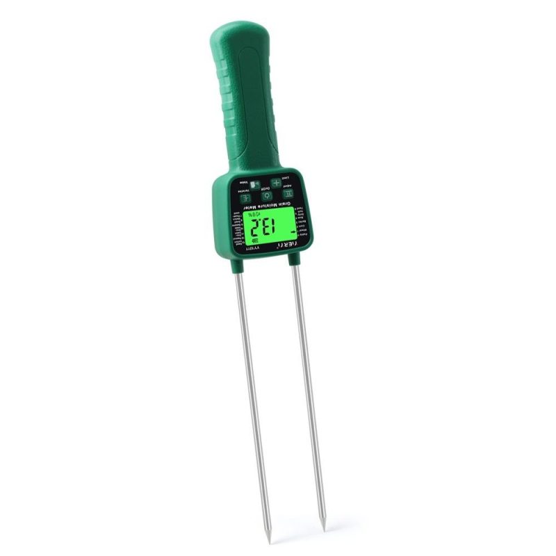 Digital Cereal Hygrometer 14 Kinds Grain Moisture Meter Voice Alarm Metal Probe High Sensitivity Sensors Practical Humidity Tester for Corn Rice Wheat Bean  |   Temperature & Humidity Measurements Measurement & Analysis Instruments Green