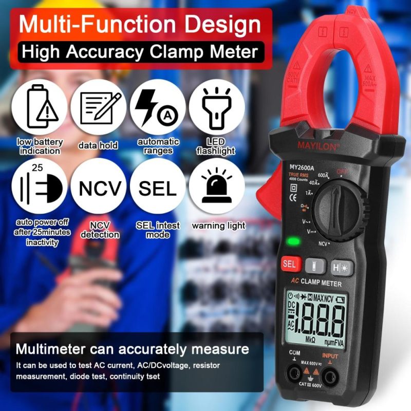 Digital Clamp Meter Multifunction 600V Voltmeter Tester Amp Volt Meter NCV Test Current Resistance Diodes Continuity Measurement Device  |   Digital Multimeters & Oscilloscopes Digital Multimeters & Oscilloscopes Black