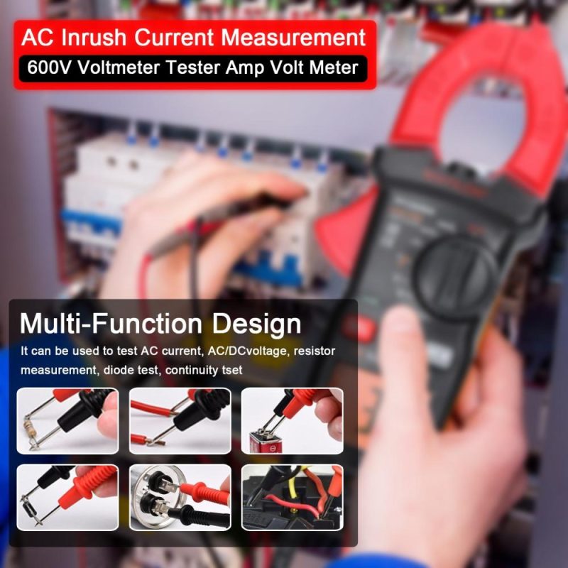 Digital Clamp Meter Multifunction 600V Voltmeter Tester Amp Volt Meter NCV Test Current Resistance Diodes Continuity Measurement Device  |   Digital Multimeters & Oscilloscopes Digital Multimeters & Oscilloscopes Black