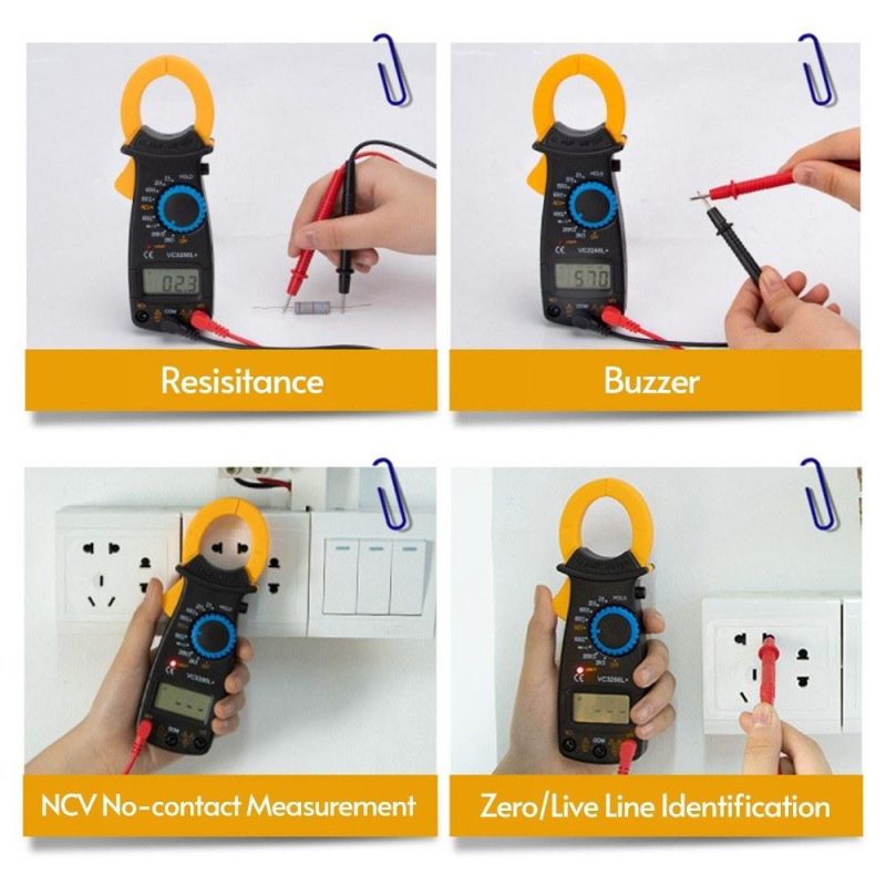 Digital Clamp Meter Multimeter Measures Resistance Alternating and Direct Current Voltage Earth Live Line Diodes Yellow  |   Other Instruments Measurement & Analysis Instruments Other Instruments