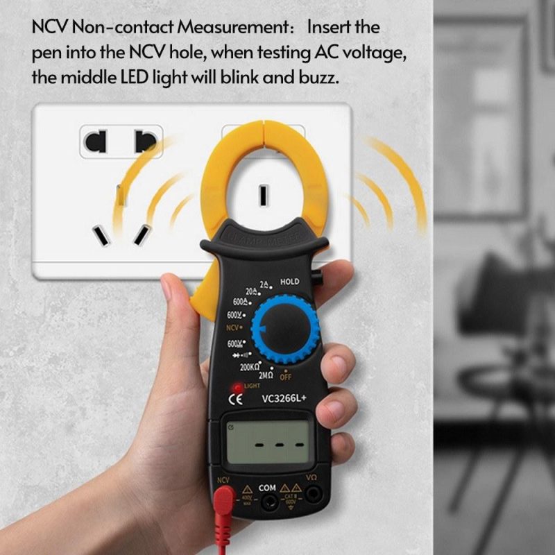 Digital Clamp Meter Multimeter Measures Resistance Alternating and Direct Current Voltage Earth Live Line Diodes Yellow  |   Other Instruments Measurement & Analysis Instruments Other Instruments