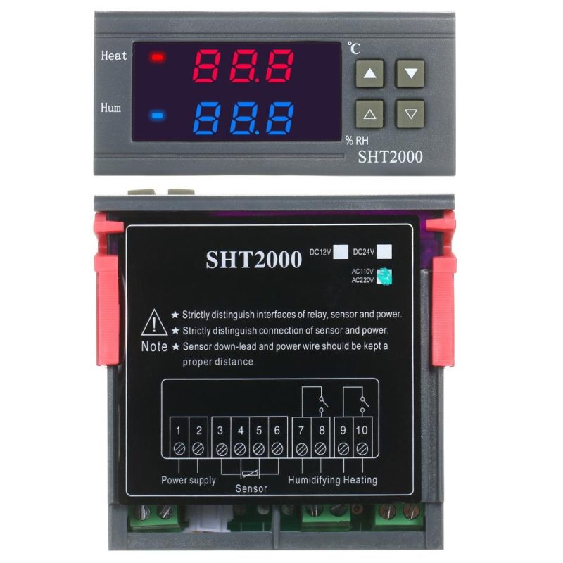 Digital Display Temperature&Humidity Controller Thermoregulator Thermostat Humidistat Therometer Hygrometer with Integrated Sensor Probe Relay Output  |   Temperature & Humidity Measurements Measurement & Analysis Instruments Temperature & Humidity Measurements