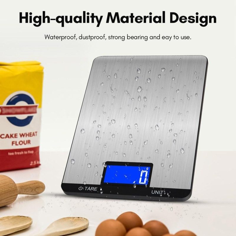 Digital Food Scale 15kg/33lb Rechargeable Digital Kitchen Scale with LCD Display Touch Buttons 7 Units Option 3g/0.1oz Precise Graduation Stainless Steel Digital Scale for Baking Cooking  |   Digital Scales Digital Scales Digital Scales