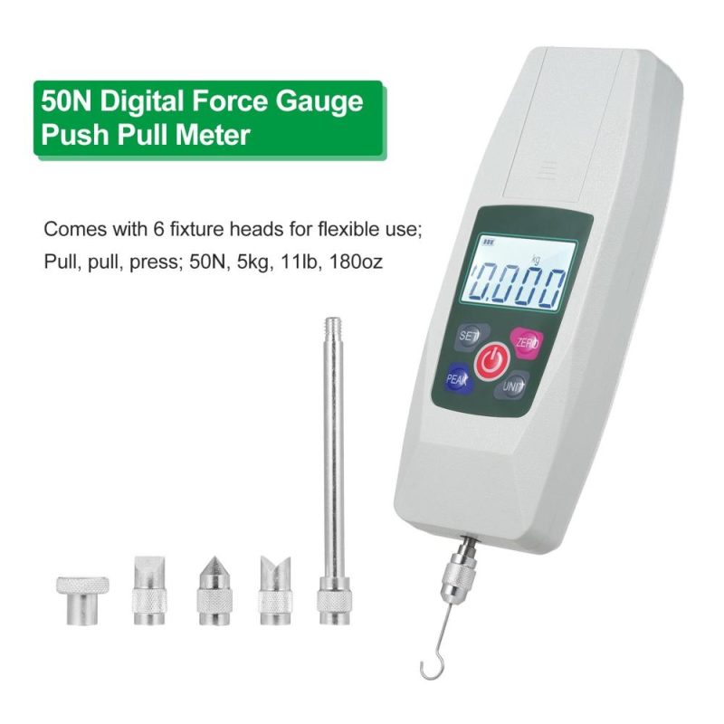 Digital Force Gauge 50N/5kg/11lb/180oz Push and Pull Tester Meter Mini Dynamometer with 4 Measurement Units N Kg Lb Oz Automatic Backlight Buzzer Alarm Function 1% Accuracy  |   Other Instruments Measurement & Analysis Instruments Other Instruments