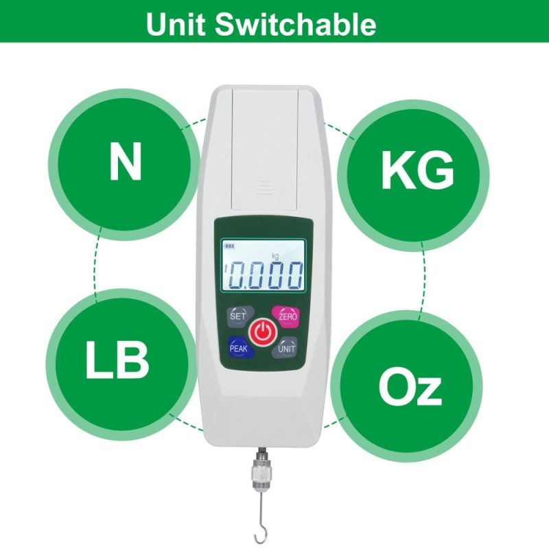 Digital Force Gauge 50N/5kg/11lb/180oz Push and Pull Tester Meter Mini Dynamometer with 4 Measurement Units N Kg Lb Oz Automatic Backlight Buzzer Alarm Function 1% Accuracy  |   Other Instruments Measurement & Analysis Instruments Other Instruments