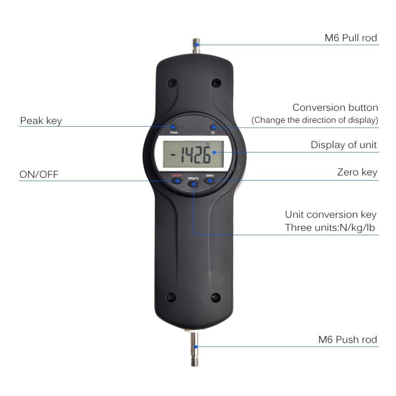 Digital Force Gauge Push Pull  Meter with 5 Side Heads Dynamometer Measuring Instruments SDF Economic Force Gauge Model EDF-100  |   Other Instruments Measurement & Analysis Instruments Black