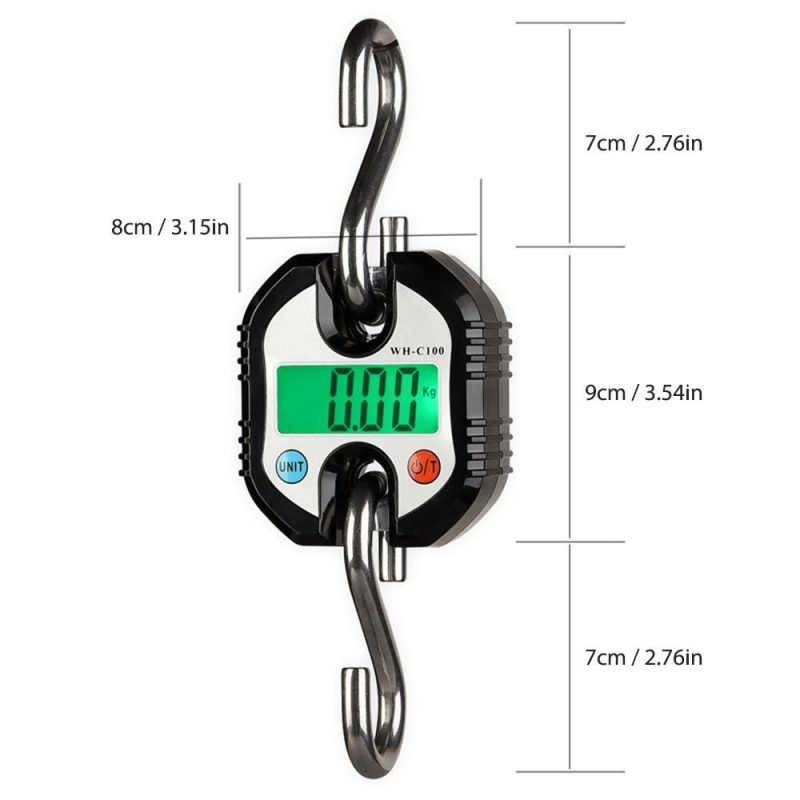 Digital Hanging Scale 150kg/ 330lb Portable Crane Scale LCD Backlight Steel Hook Scales for Farm Fishing Hunting Food Market Outdoor Work  |   Other Instruments Measurement & Analysis Instruments Black & Orange