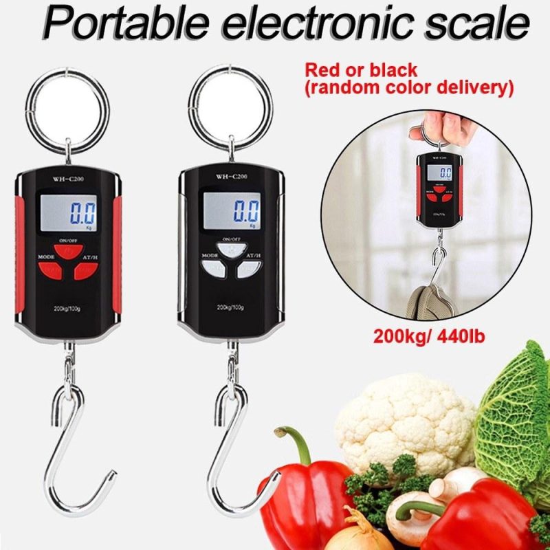 Digital Hanging Scale 200kg/ 440lb Portable Crane Scale LCD Backlight Steel Hook Scales for Farm Fishing Hunting Food Market Outdoor Work  |   Other Instruments Measurement & Analysis Instruments Other Instruments