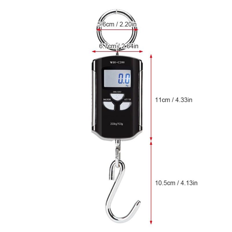 Digital Hanging Scale 200kg/ 440lb Portable Crane Scale LCD Backlight Steel Hook Scales for Farm Fishing Hunting Food Market Outdoor Work  |   Other Instruments Measurement & Analysis Instruments Other Instruments