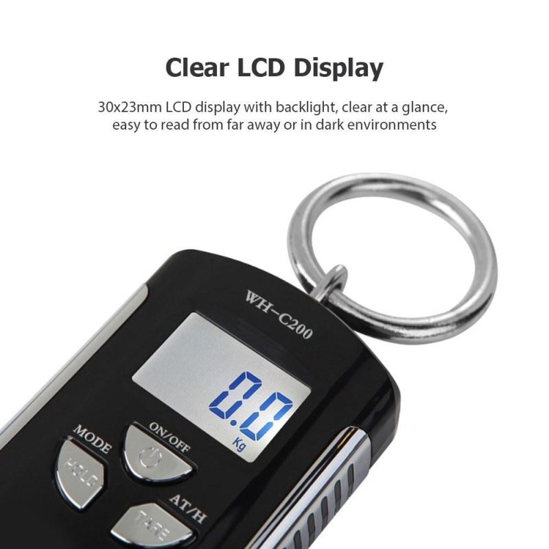 Digital Hanging Scale 200kg/ 440lb Portable Crane Scale LCD Backlight Steel Hook Scales for Farm Fishing Hunting Food Market Outdoor Work  |   Other Instruments Measurement & Analysis Instruments Other Instruments