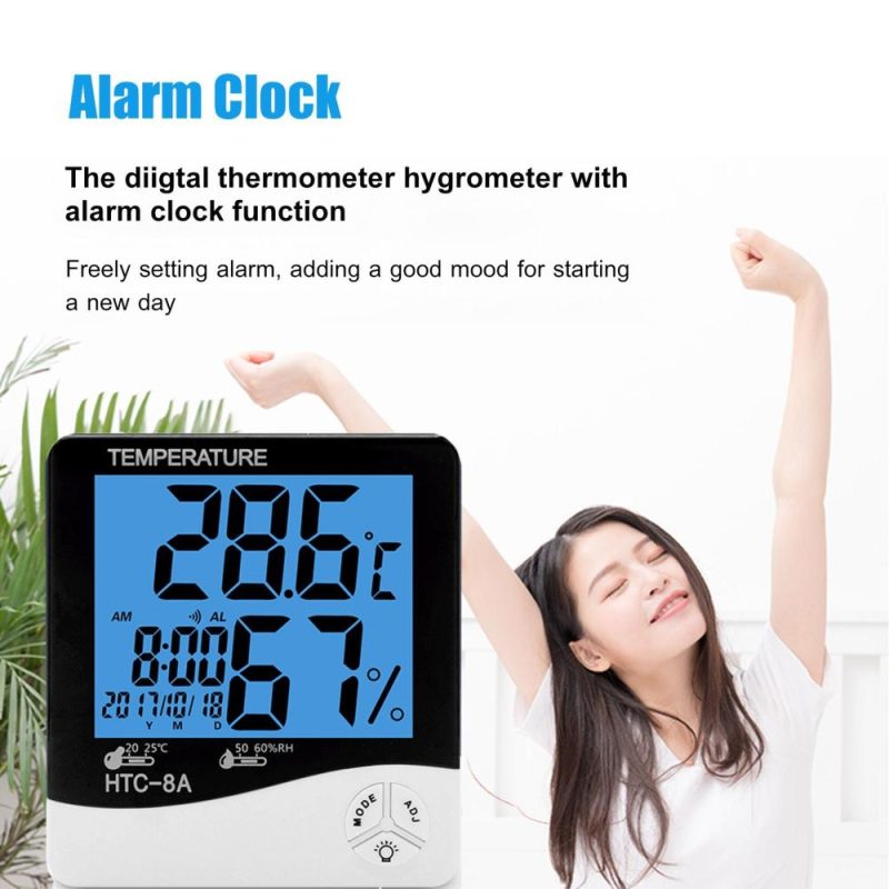 Digital Hygrometer Thermometer Indoor Temperature Monitor Humidity Gauge Large LCD Weather Station Alarm Clock with Calendar Hourly Reminder and Max Min Memory HTC-1  |   Infrared Thermometer Infrared Thermometer Dark Blue (Htc-1)/Blue (Htc-2)/Black (Htc-8A)