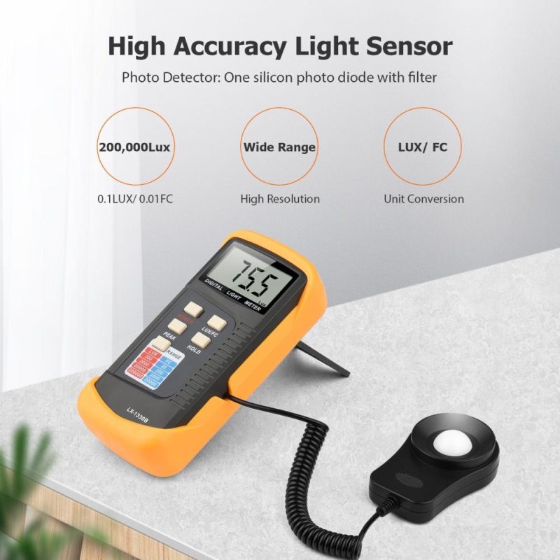 Digital Illuminance Light Meter Manual Range 200 to 200,000 Lux LCD Photometer Portable Handheld Luxmeter with Peak Measurement Light Intensity Tester for Industrial Lab Plants  |   Other Instruments Measurement & Analysis Instruments Multicolor