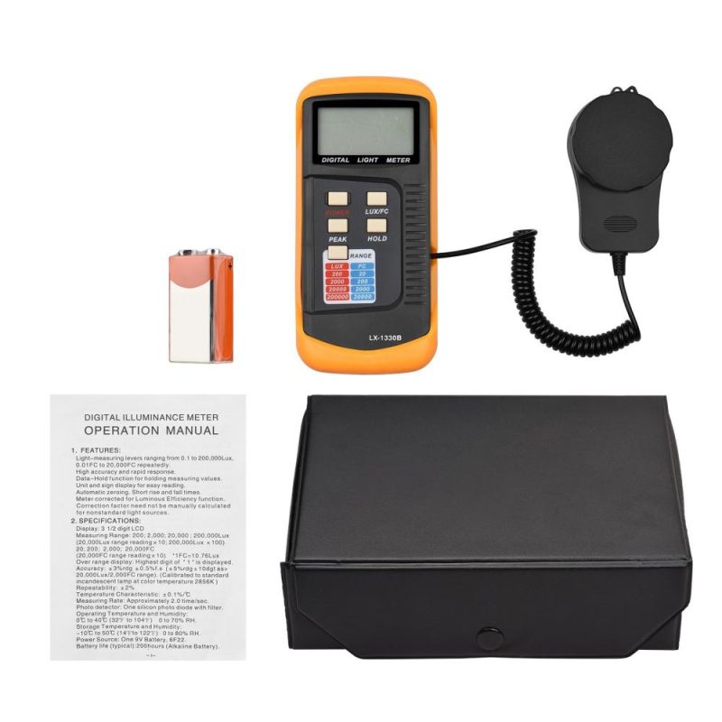 Digital Illuminance Light Meter Manual Range 200 to 200,000 Lux LCD Photometer Portable Handheld Luxmeter with Peak Measurement Light Intensity Tester for Industrial Lab Plants  |   Other Instruments Measurement & Analysis Instruments Multicolor