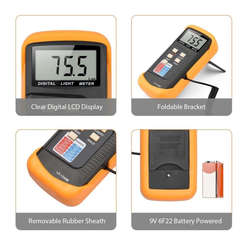 Digital Illuminance Light Meter Manual Range 200 to 200,000 Lux LCD Photometer Portable Handheld Luxmeter with Peak Measurement Light Intensity Tester for Industrial Lab Plants  |   Other Instruments Measurement & Analysis Instruments Multicolor