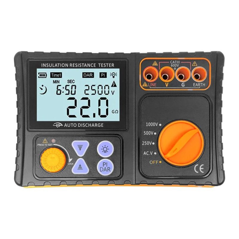 Digital Insulation Resistance Tester 250V/500V/1000V Megohmmeter LCD Display Insulation Resistance Meter with Backlight Buzzer Alarm  |   Other Instruments Measurement & Analysis Instruments Orange