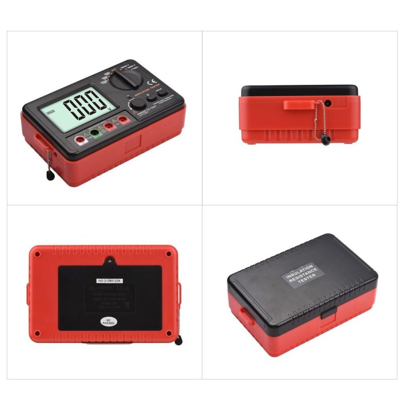 Digital Insulation Resistance Tester with LCD Backlight Display DC 250V/ 500V/ 1000V AC 750V Multifunction Insulation Resistance Meter Kit with Strap/ Protective Lid/ Cloth Bag  |   Digital Multimeters & Oscilloscopes Digital Multimeters & Oscilloscopes Black + Red