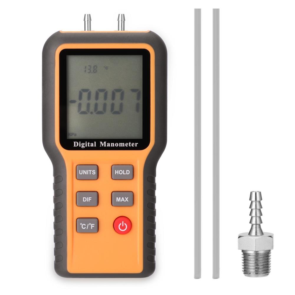 Digital Manometer LCD Display ℃ ℉ Switchable 12 Pressure Units Adjustable Indoor Temperature Measurement Tool Pipes Pressure Measuring Device  |   Other Instruments Measurement & Analysis Instruments Other Instruments