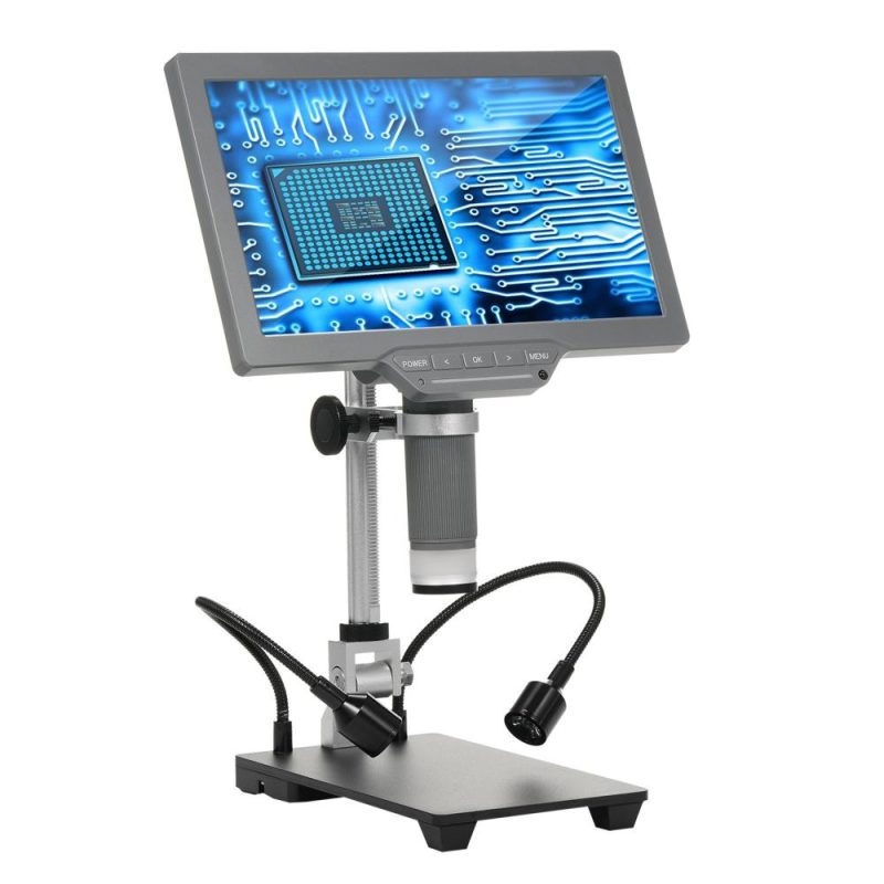 Digital Microscope with 10.1” IPS Screen TV Digital Microscope for Electronic Repair Coin   Microscope with IR Remoter, USB Cable, Base and Metal Bracket  |   Microscopes & Endoscope Measurement & Analysis Instruments Grey