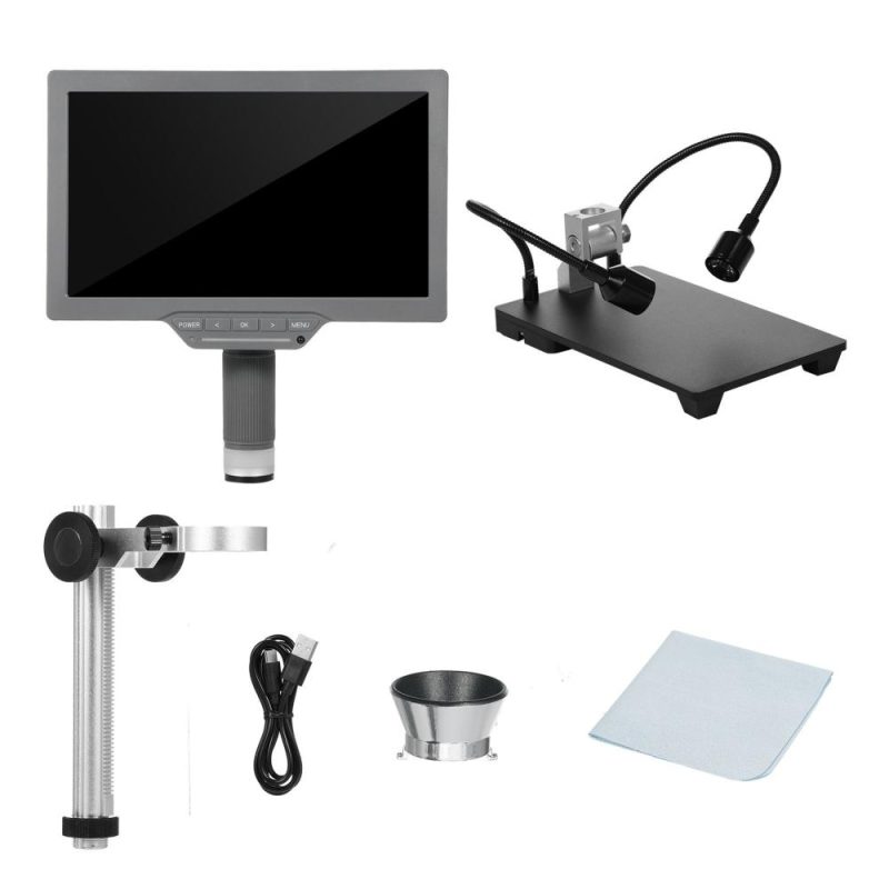 Digital Microscope with 10.1” IPS Screen TV Digital Microscope for Electronic Repair Coin   Microscope with IR Remoter, USB Cable, Base and Metal Bracket  |   Microscopes & Endoscope Measurement & Analysis Instruments Grey