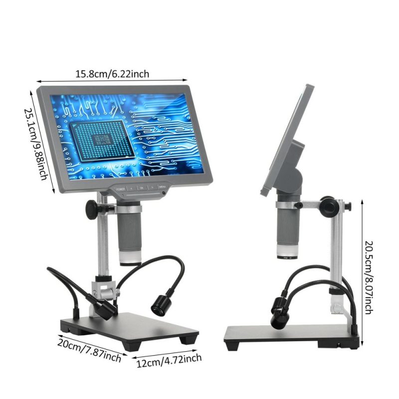 Digital Microscope with 10.1” IPS Screen TV Digital Microscope for Electronic Repair Coin   Microscope with IR Remoter, USB Cable, Base and Metal Bracket  |   Microscopes & Endoscope Measurement & Analysis Instruments Grey