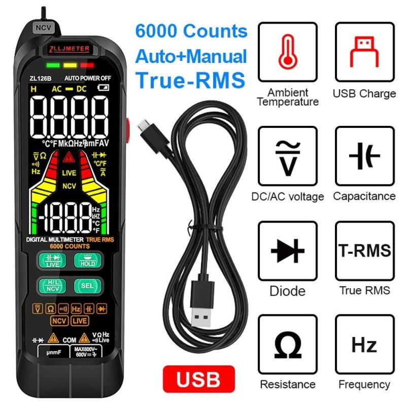 Digital Multimeter Professional Tester Meter Alternating Current Direct Current Voltage Multimetro True RMS Capacitance Temp Detector Multitester  |   Digital Multimeters & Oscilloscopes Digital Multimeters & Oscilloscopes Digital Multimeters & Oscilloscopes