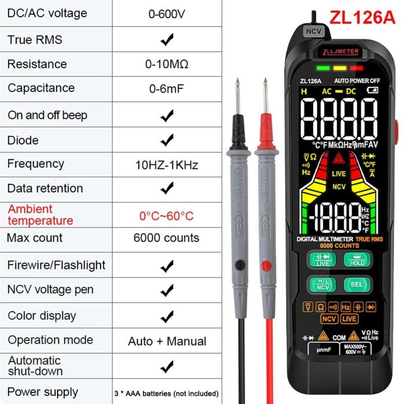 Digital Multimeter Professional Tester Meter Alternating Current Direct Current Voltage Multimetro True RMS Capacitance Temp Detector Multitester  |   Digital Multimeters & Oscilloscopes Digital Multimeters & Oscilloscopes Digital Multimeters & Oscilloscopes