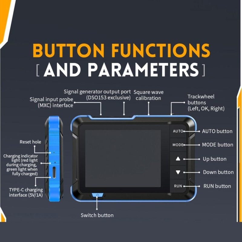 Digital Oscilloscope Signal Generator 2.8 Inch Display Handheld Oscope Meter Handheld 1M Bandwidth 5MS/s Sampling Rate Oscillometer (High Configuration)  |   Digital Multimeters & Oscilloscopes Digital Multimeters & Oscilloscopes Digital Multimeters & Oscilloscopes