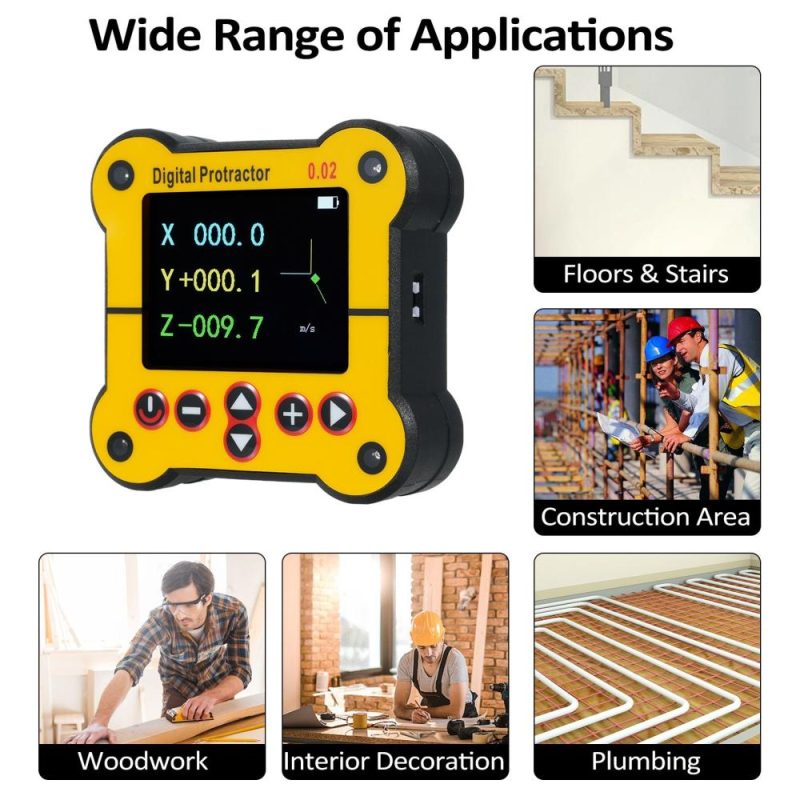 Digital Protractor Electronic Level and Angle Gauge Angle Finder Tool Protractor Inclinometer Dual Axis Level 0.02°Resolution Woodworking Tools for Construction Woodworking and Machinery  |   Other Instruments Measurement & Analysis Instruments Other Instruments