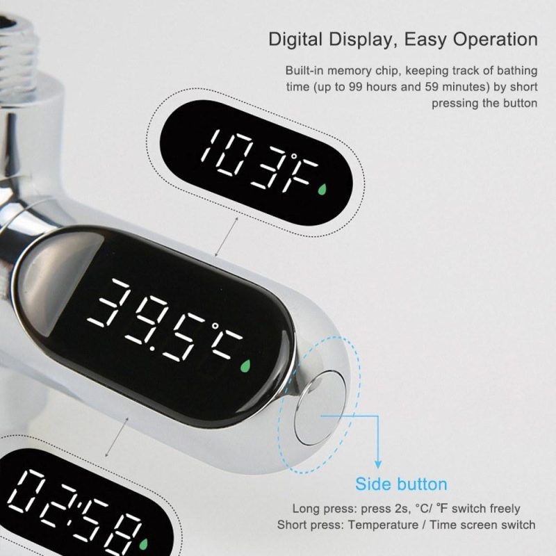 Digital Shower Thermometer Bath Temperature Monitor LED Display  |   Temperature & Humidity Measurements Measurement & Analysis Instruments Silver + Black