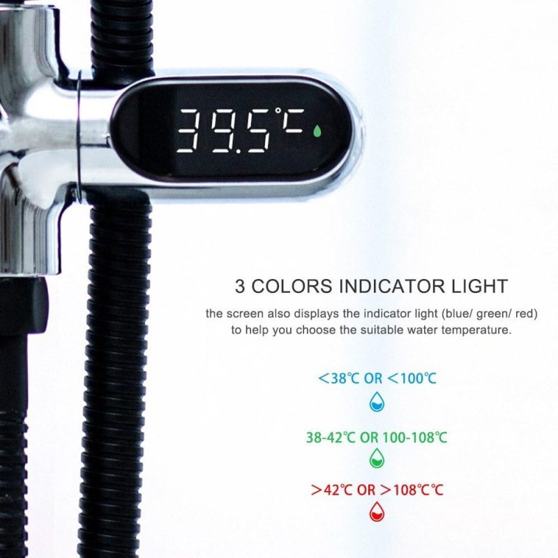 Digital Shower Thermometer Bath Temperature Monitor LED Display  |   Temperature & Humidity Measurements Measurement & Analysis Instruments Silver + Black