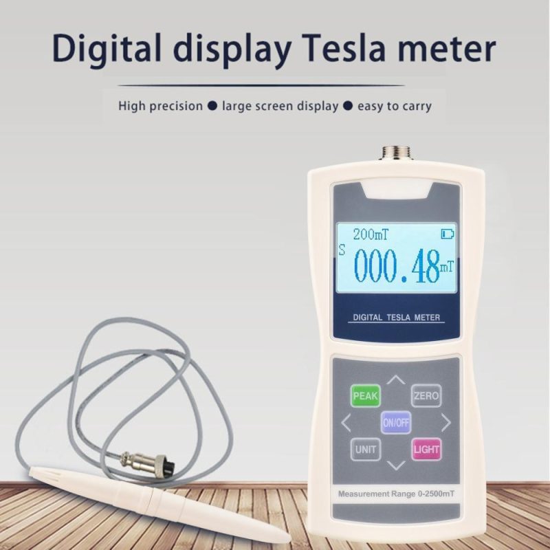 Digital Tesla Meter Gaussmeter Auto Range 200mT/ 2000mT High Accuracy Sensitive Surface Magnetic Field Tester with Standard Radial Hall Probe Plastic Box  |   Other Instruments Measurement & Analysis Instruments Ivory