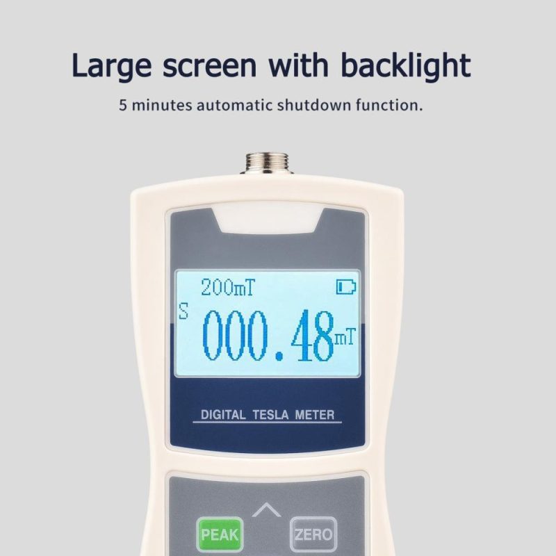 Digital Tesla Meter Gaussmeter Auto Range 200mT/ 2000mT High Accuracy Sensitive Surface Magnetic Field Tester with Standard Radial Hall Probe Plastic Box  |   Other Instruments Measurement & Analysis Instruments Ivory